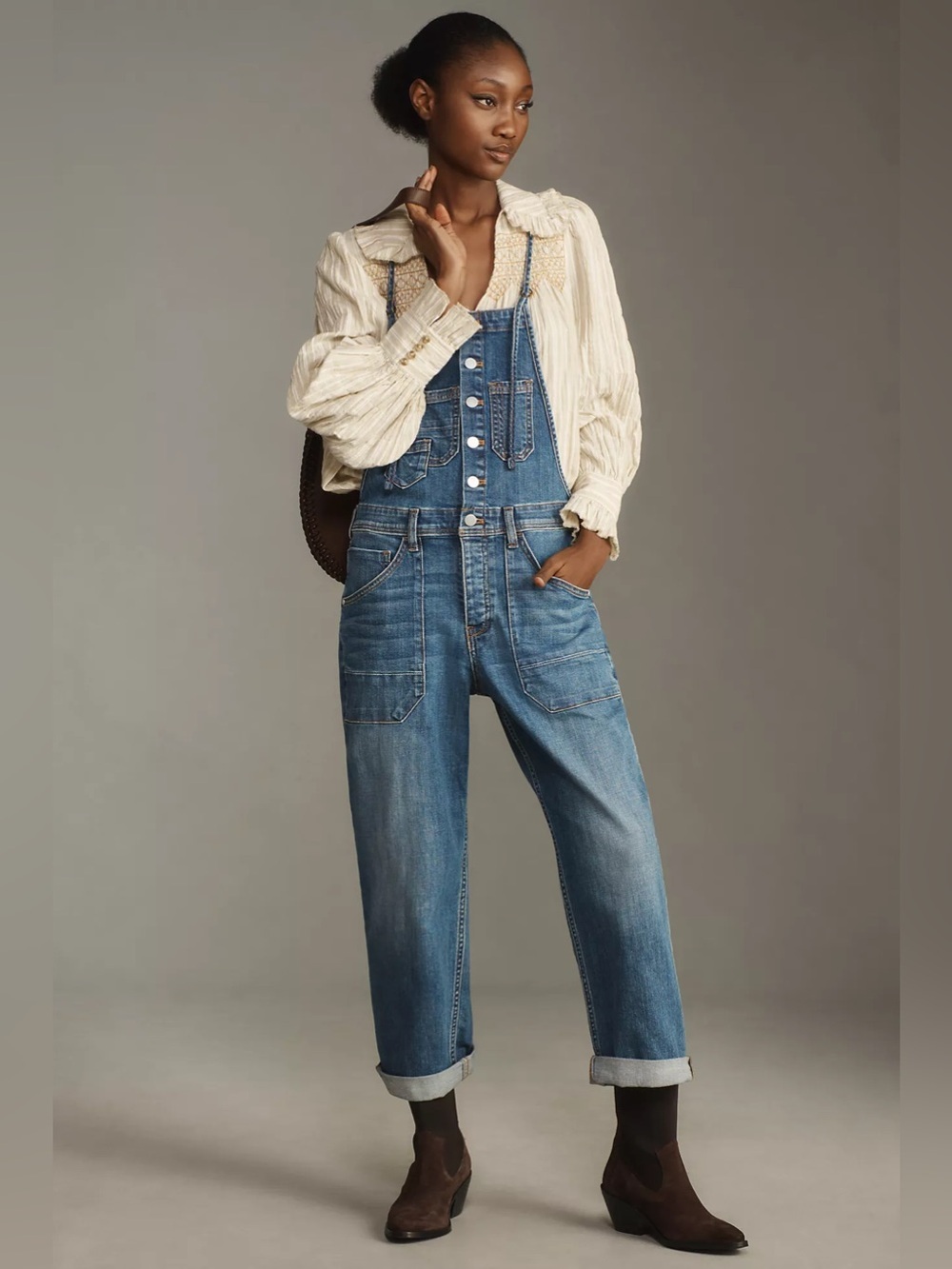 Pilcro painter denim overalls jumpsuit Anthropologie medium was straight leg